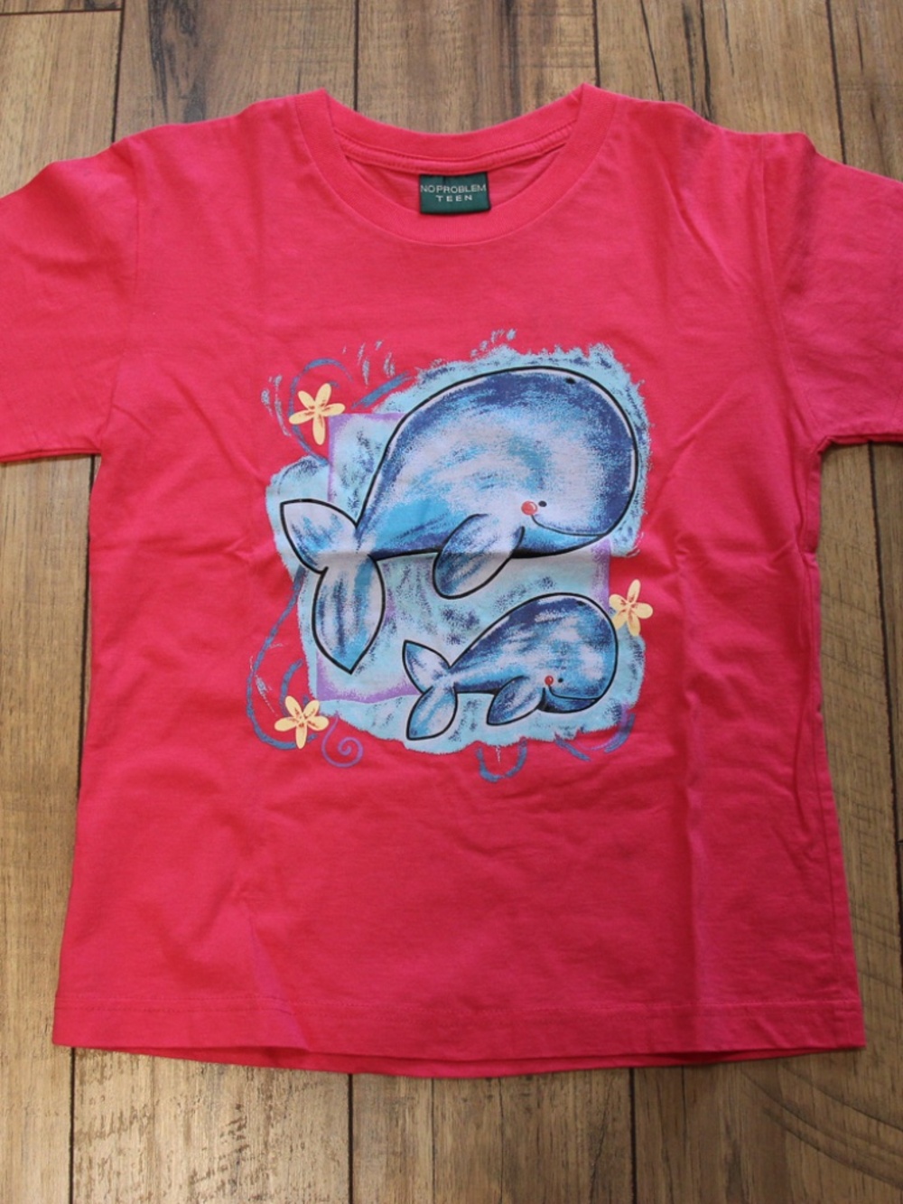 Whale Graphic Print Novelty T-Shirt Bright Pink